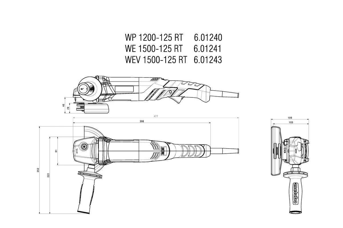 Metabo 601241000 WE 1500-125 RT Meuleuse D'angle 1 Metabo 601241000 WE 1500-125 RT Meuleuse D'angle