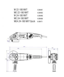 Metabo 606461260 W 22-180 MVT Meuleuse D'angle 180 Mm