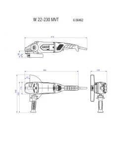 Metabo 606462260 W 22-230 MVT Meuleuse D'angle 230 Mm