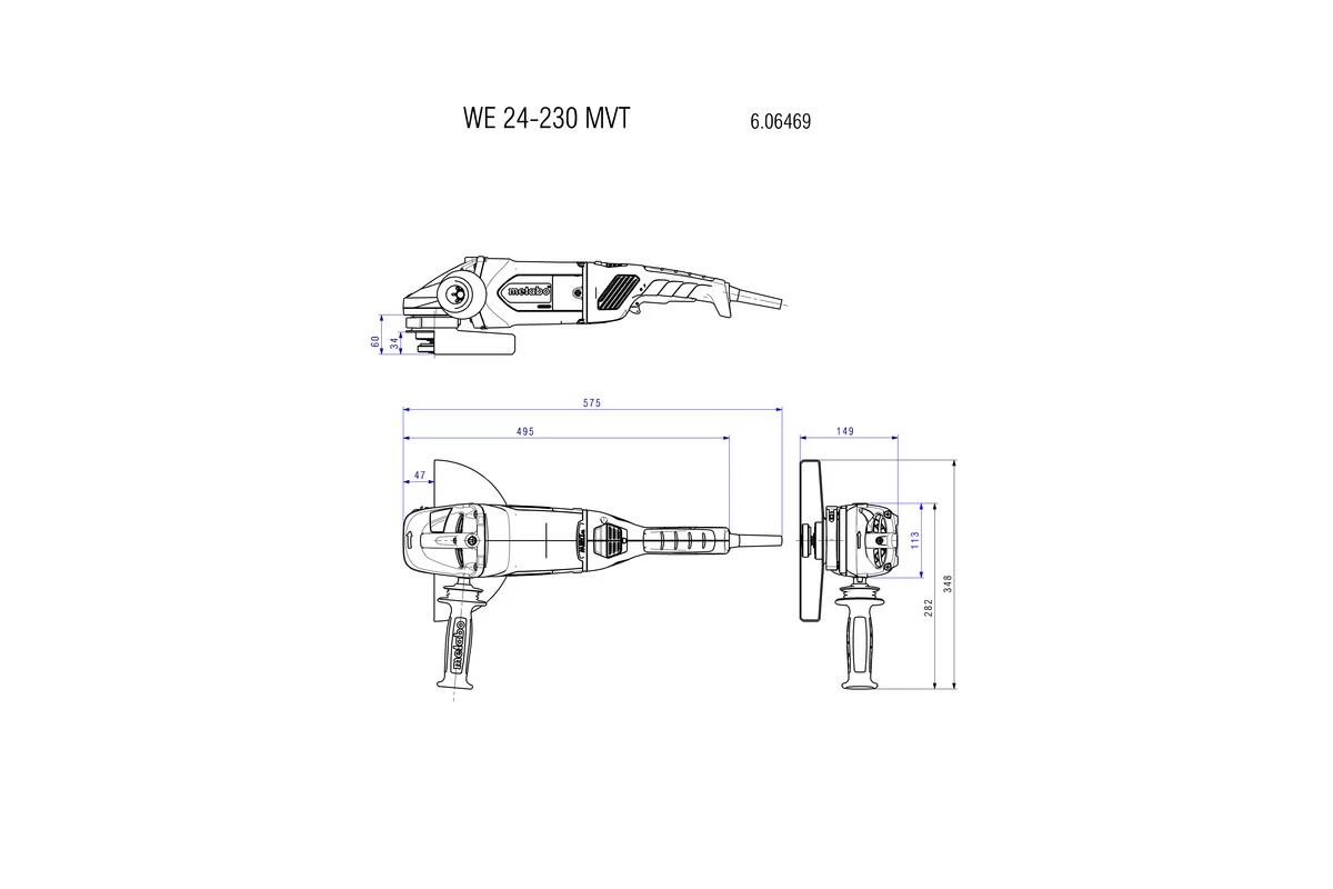 Metabo 606469580 WE 24-230 MVT Meuleuse D'angle 230 Mm 2 Metabo 606469580 WE 24-230 MVT Meuleuse D'angle 230 Mm – Image 2