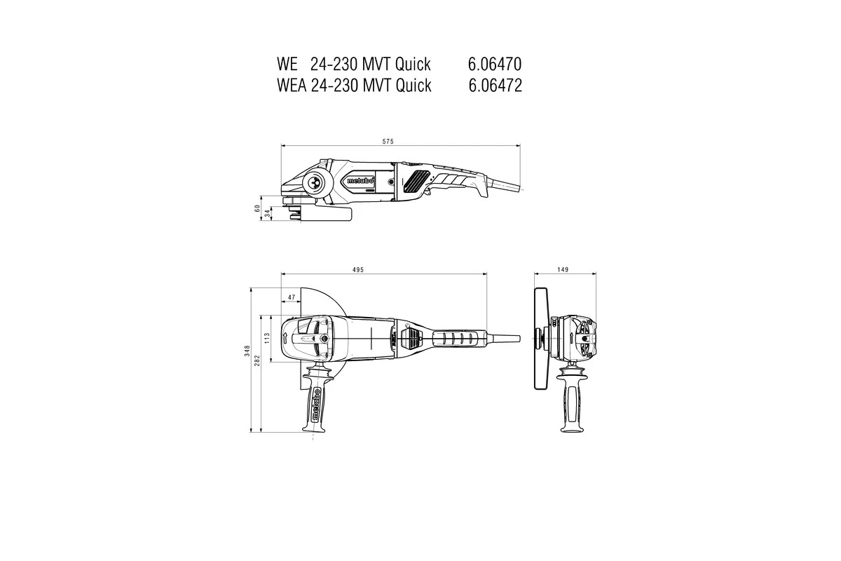 Metabo 606470260 WE 24-230 MVT Meuleuse D'angle Rapide 230 Mm 2 Metabo 606470260 WE 24-230 MVT Meuleuse D'angle Rapide 230 Mm – Image 2