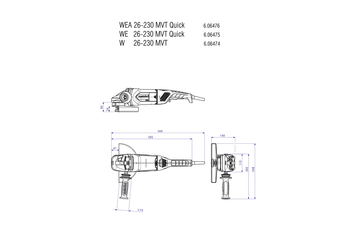 Metabo 606474260 W 26-230 MVT Meuleuse D'angle 230 Mm 1 Metabo 606474260 W 26-230 MVT Meuleuse D'angle 230 Mm