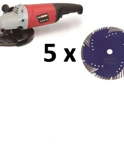 InterDiamant PRID1907 ID230-26 Meuleuse D'angle 230mm 2600W + 5 X Lame De Scie Turbo Shark 230 Mm