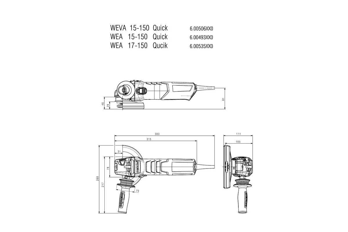 Metabo WEP 17-150 Meuleuse D'angle Rapide 150 Mm 600507000 1 Metabo WEP 17-150 Meuleuse D'angle Rapide 150 Mm 600507000